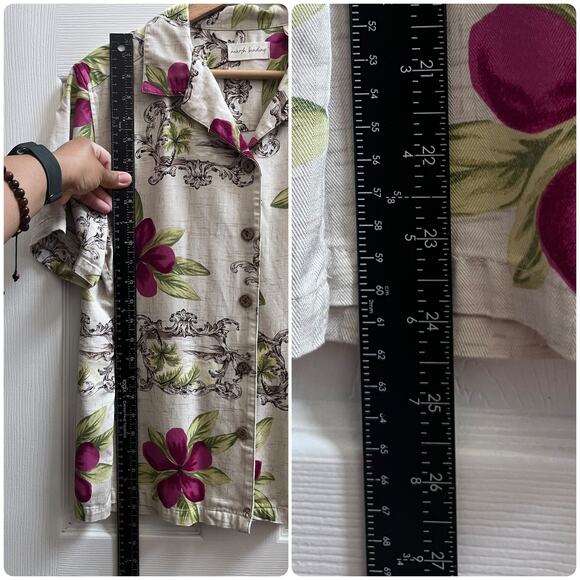 Marsh Landing Hawaiian Tropical Print Boxy Button Up Blouse Size Large - Picture 6 of 9